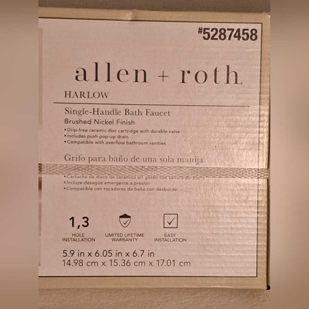 Bath Faucet Single Handle Silver Allen + Roth #5287458 New - Picture 4 of 7